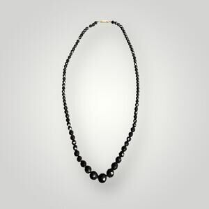 Hobe Faceted Black Glass Beaded Necklace 1970-s 22 inch